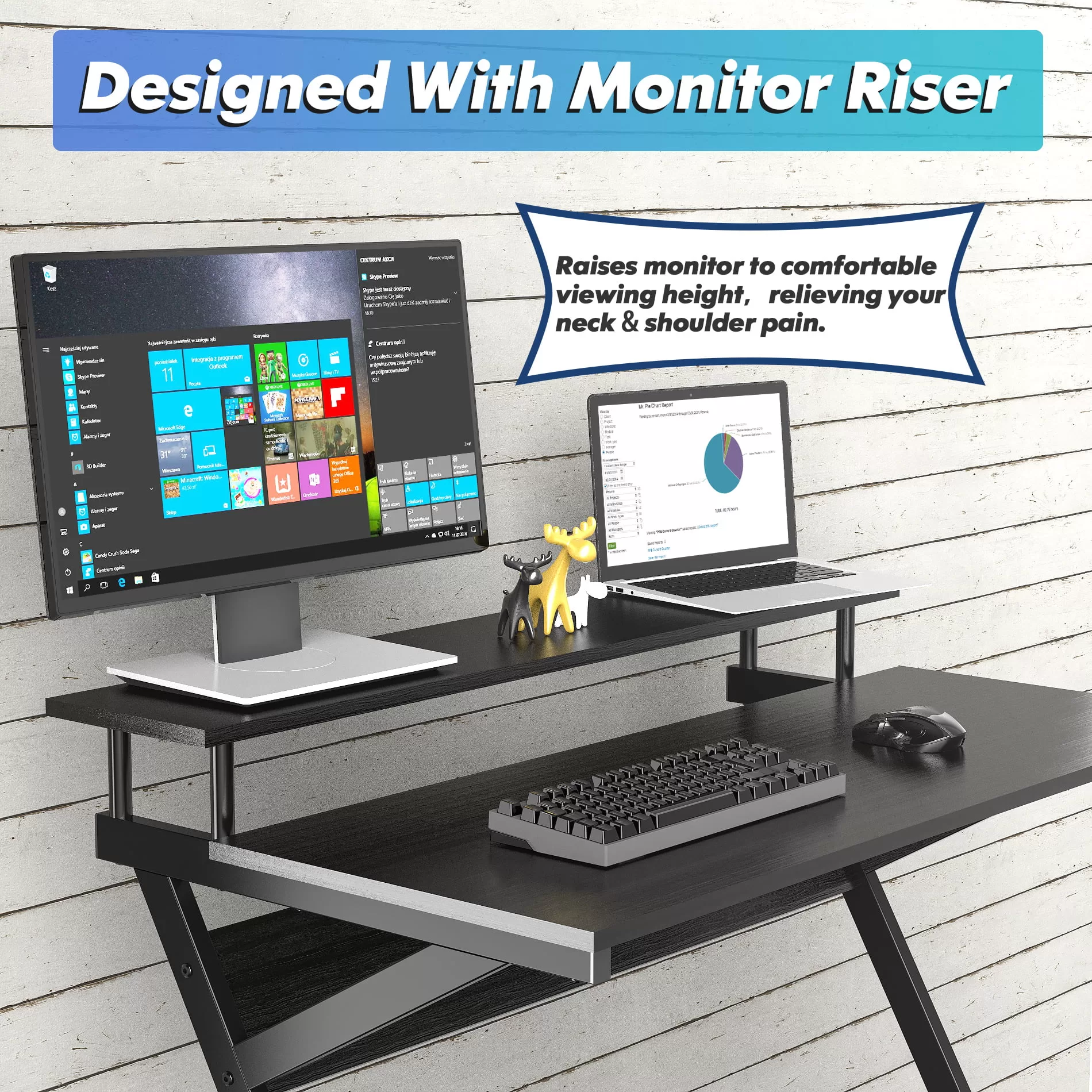 FITUEYES Computer Desk for Small Spaces, Study Writing Desk with Monitor for Corner