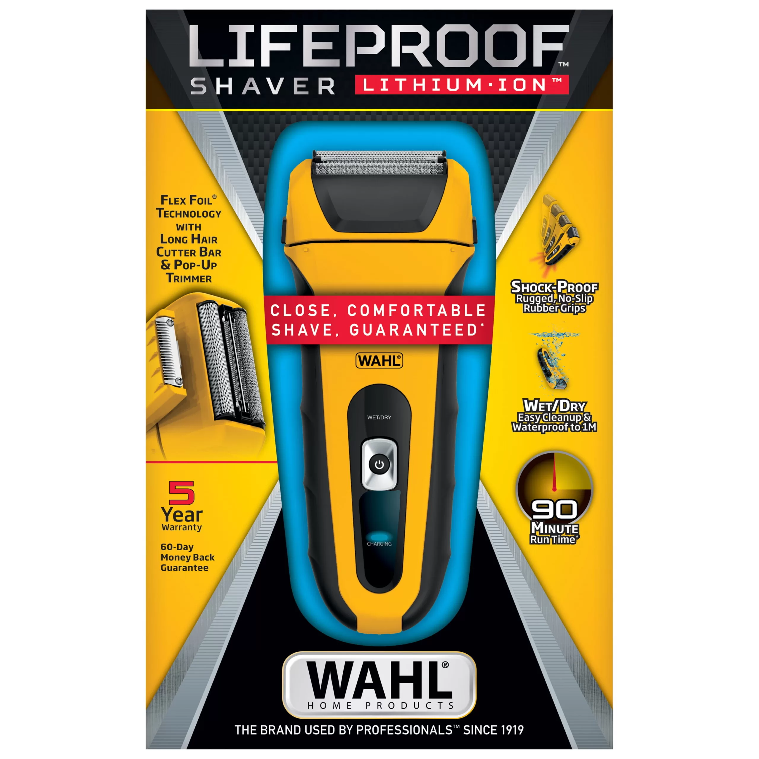 Wahl LifeProof Foil Shaver for Men, Electric Shaver, Rechargeable WaterProof Wet/Dry Lithium ion with Precision Trimmers