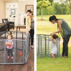 Evenflo Versatile Play Space Adjustable Freestanding Playard, 6-Panels, Cool Gray