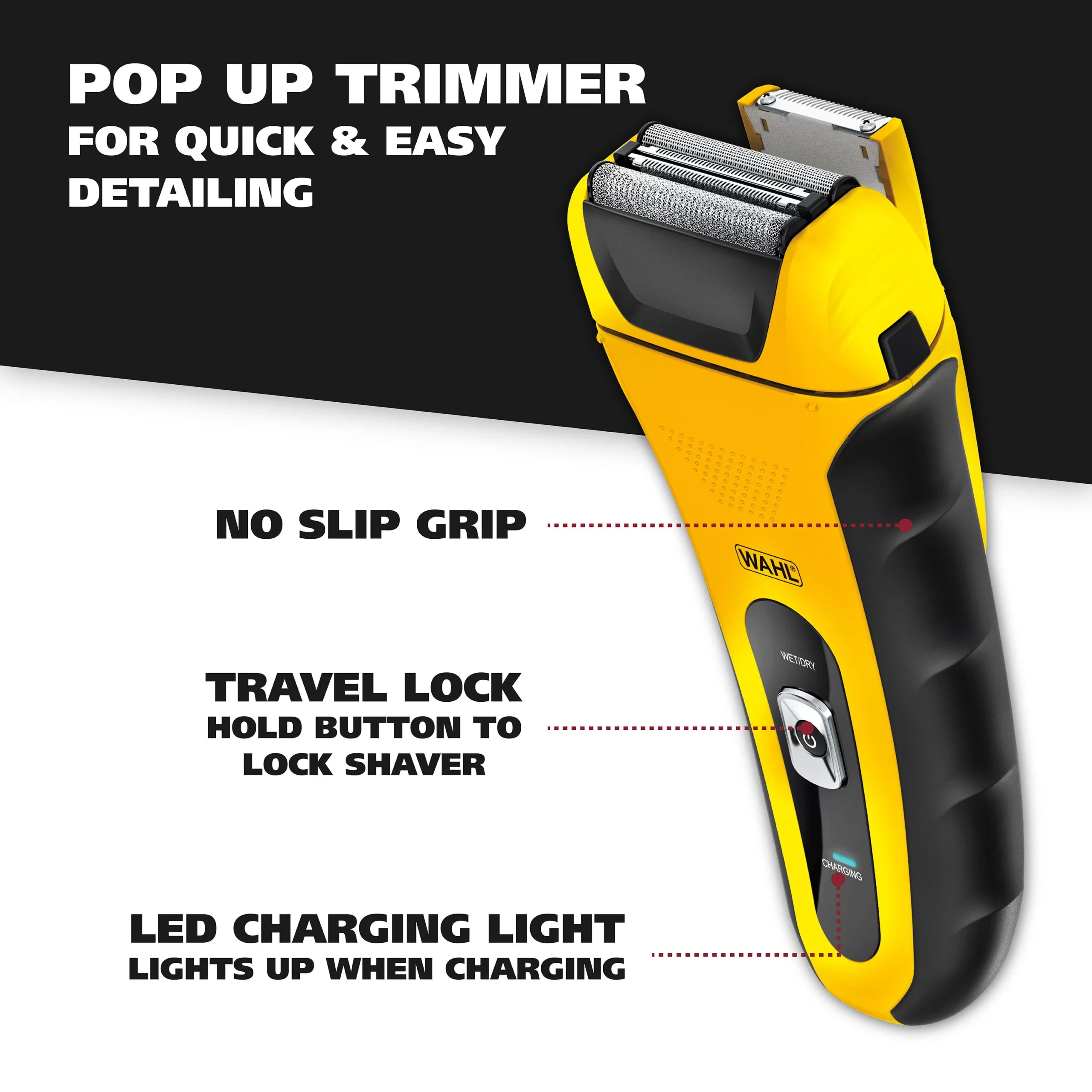 Wahl LifeProof Foil Shaver for Men, Electric Shaver, Rechargeable WaterProof Wet/Dry Lithium ion with Precision Trimmers