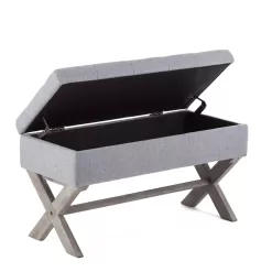 Boraam Angelina Button Tufted Storage Bench - Gray