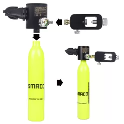 SMACO Oxygen Cylinder Mini Scuba Oxygen Reserve Air Tank Diving Equipment Set with Aluminum Box