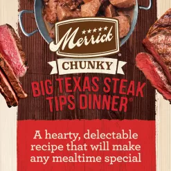 Merrick Grain Free Chunky Big Texas Steak Tips Dinner Canned Dog Food, 12.7 oz., Case of 12