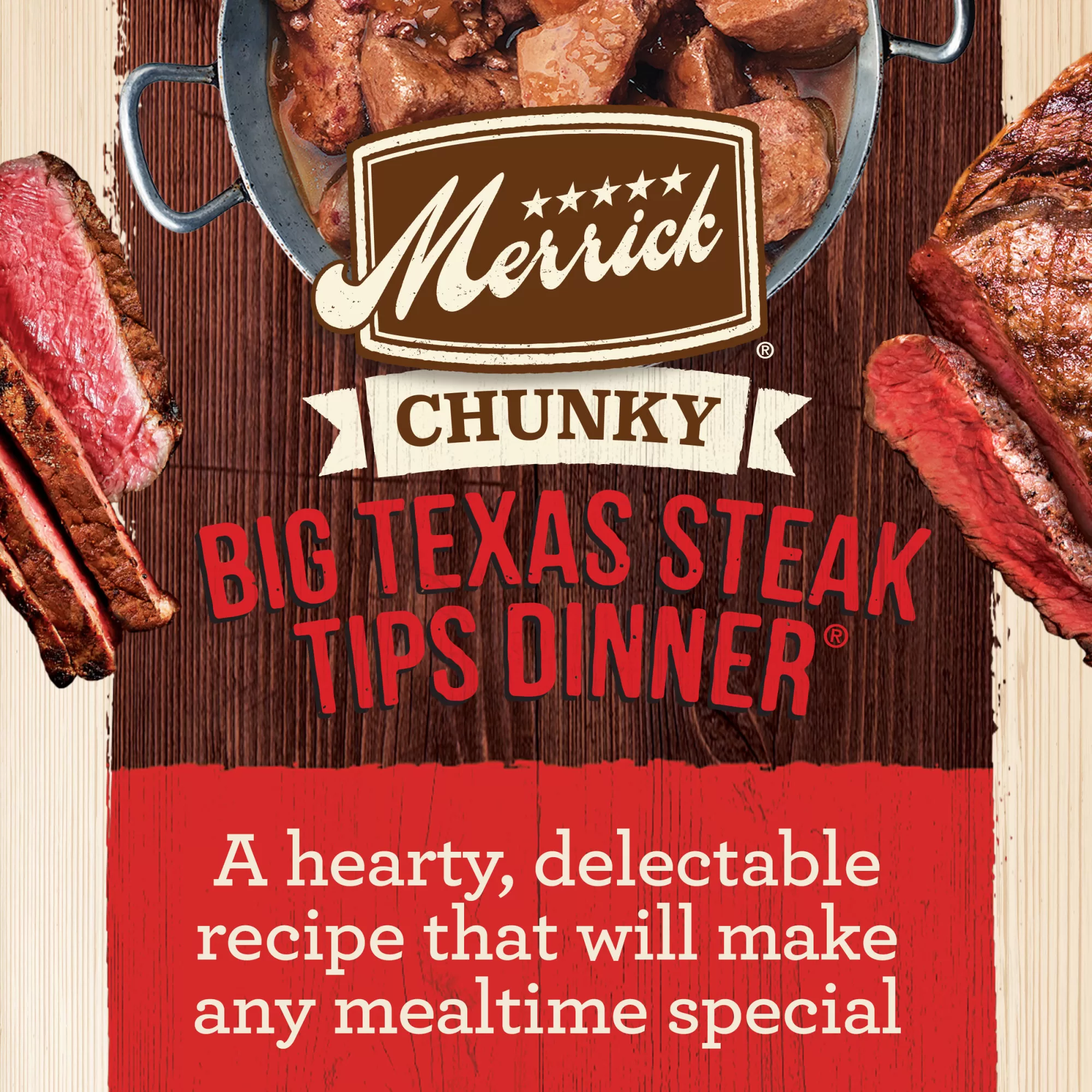 Merrick Grain Free Chunky Big Texas Steak Tips Dinner Canned Dog Food, 12.7 oz., Case of 12