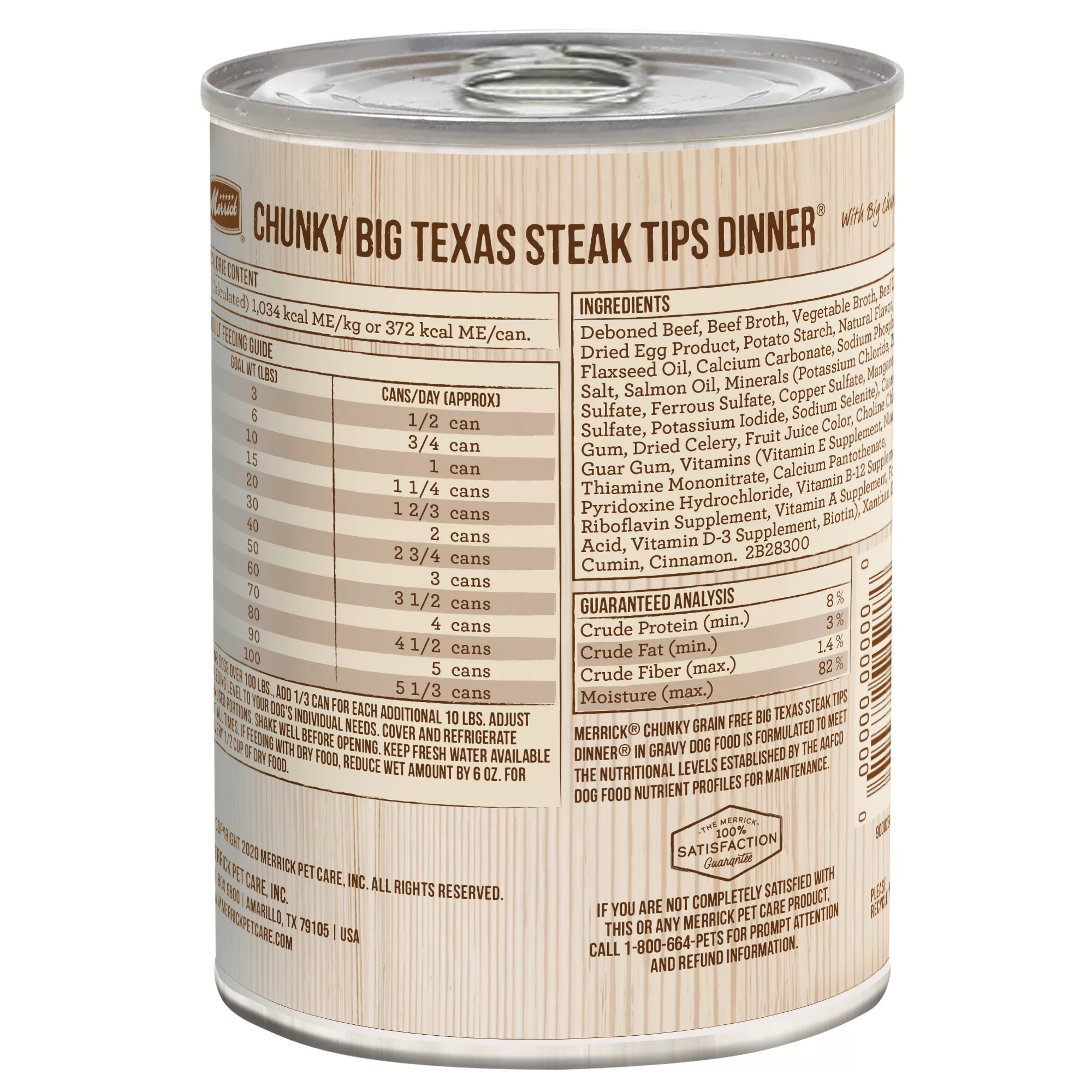 Merrick Grain Free Chunky Big Texas Steak Tips Dinner Canned Dog Food, 12.7 oz., Case of 12