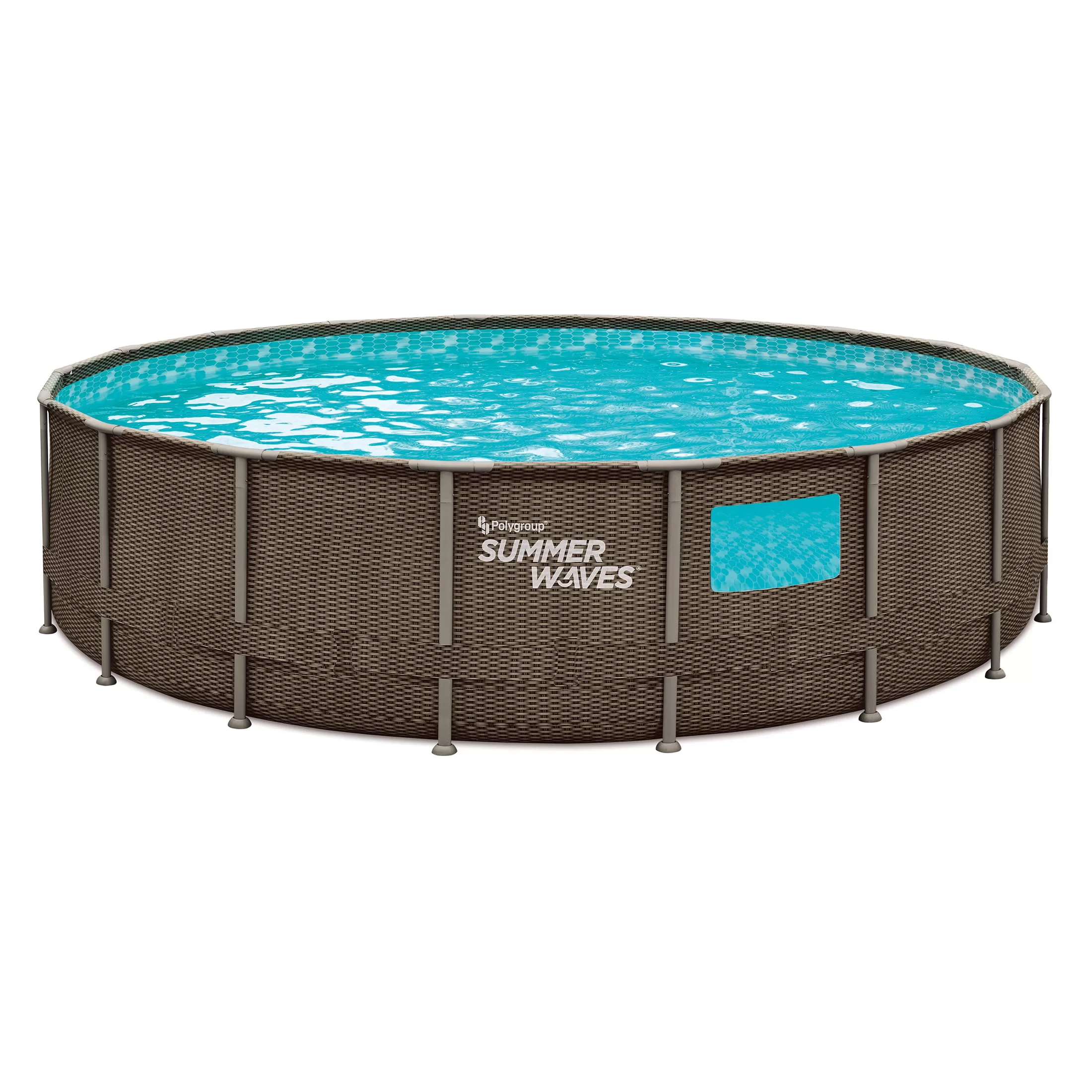 Summer Waves 18 ft Dark Double Rattan Crystal Vue Elite Frame Pool, Round, Ages 6+, Unisex