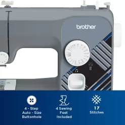Brother LX3817G 17-Stitch Portable Full-Size Sewing Machine, Grey