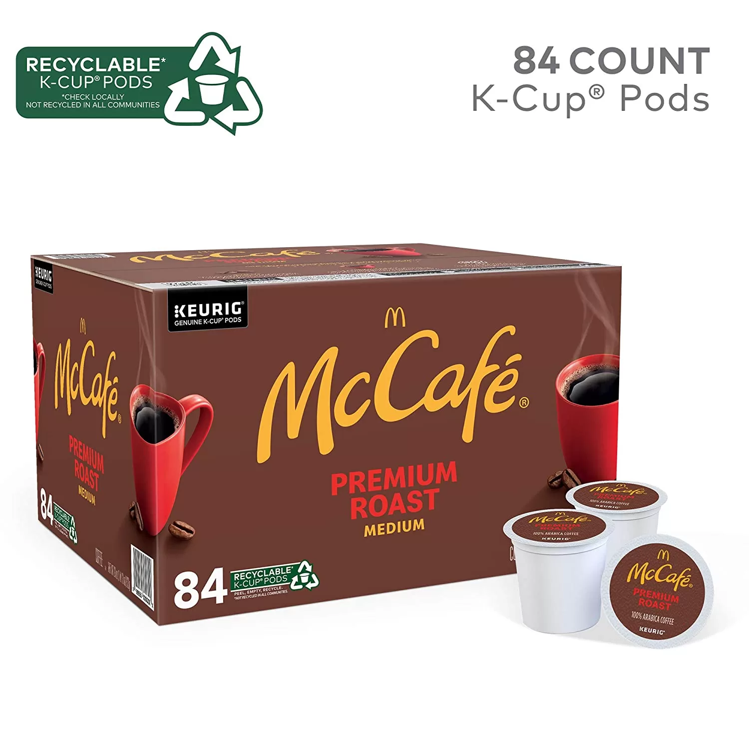 McCafe Premium Medium Roast K-Cup Coffee Pods, Premium Roast, 84 Count For Keurig Brewers