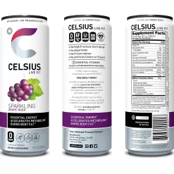 CELSIUS Essential Energy Drink , Sparkling Grape Rush , 12 Fl Oz (Pack of 24)