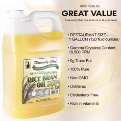 Heavenly Chef, Rice Bran Oil, Kosher, 100% Non-GMO Rice, 1 Gallon, 128 Ounces.