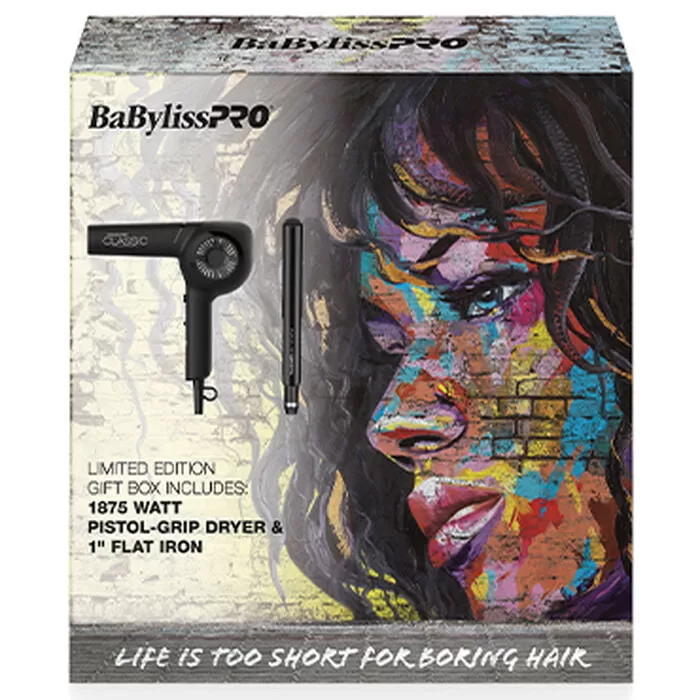 BabylissPRO Limited Edition Giftset (Pistol Grip Dryer 1875W & 1" Flat Iron)