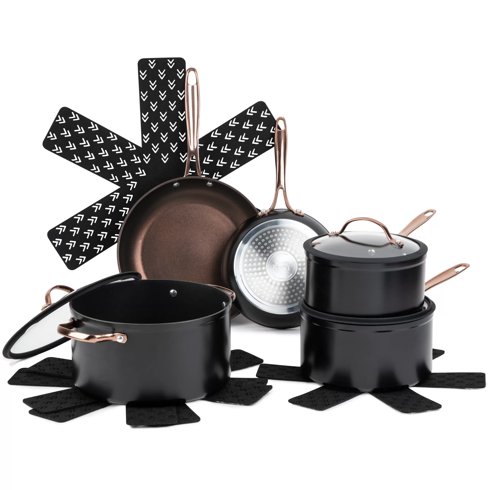 Thyme & Table Non-Stick Pots and Pans 12-Piece Cookware Set, Rose Gold