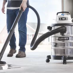 HART 6 Gallon 5 Peak HP Stainless Steel Wet/Dry Vacuum with Cartridge Filter, VOC608S 3702