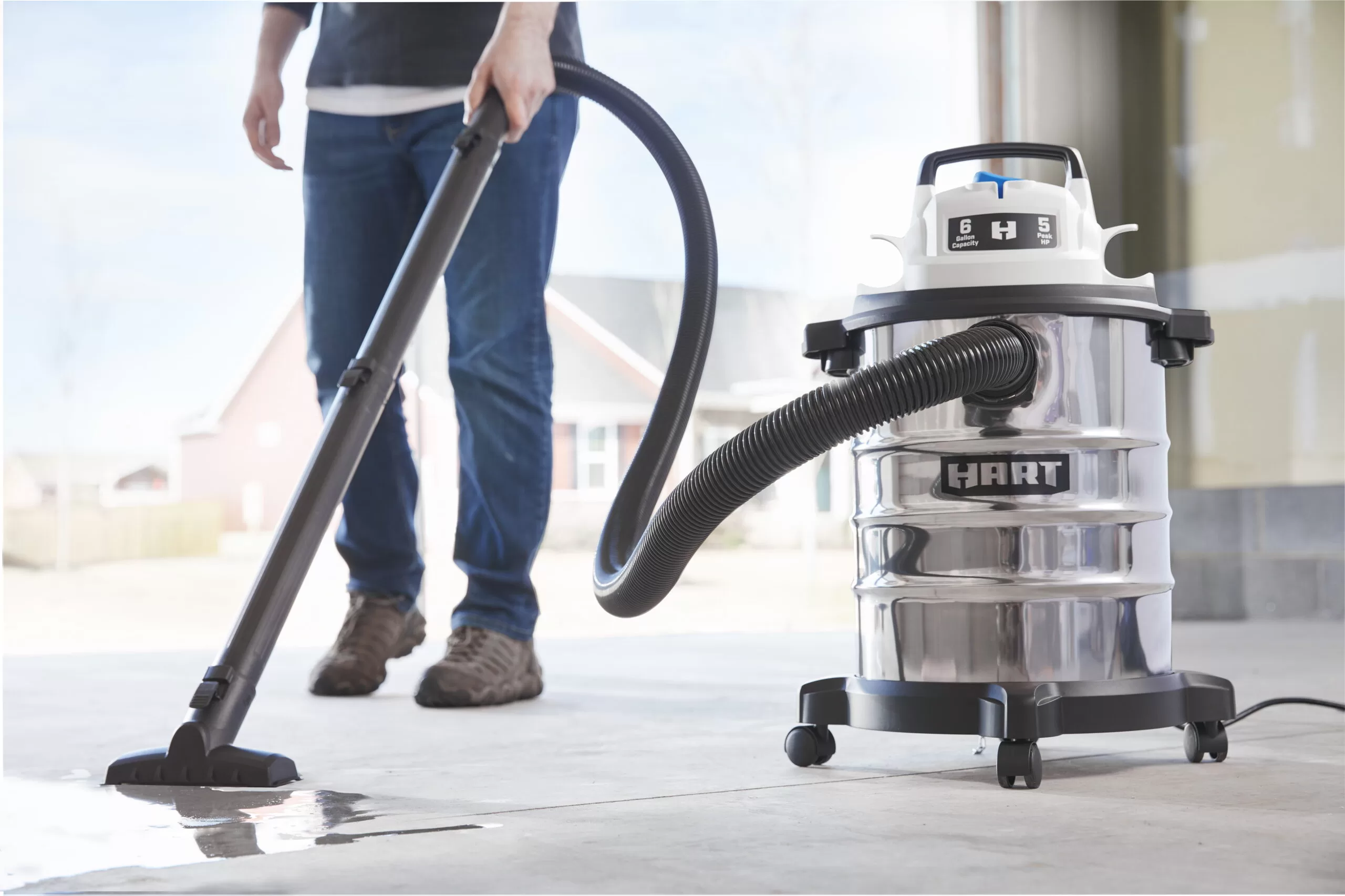 HART 6 Gallon 5 Peak HP Stainless Steel Wet/Dry Vacuum with Cartridge Filter, VOC608S 3702