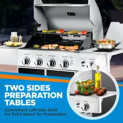Heavy-Duty 5-Burner Propane Gas Grill - Stainless Steel Grill, 4 Main Burner with 1 side burner, 52,000 BTU Grilling Capacity - NutriChef NCGRIL2