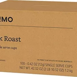Solimo Dark Roast Coffee Pods, Compatible with Keurig 2.0 K-Cup Brewers 100 Count(Pack of 1)