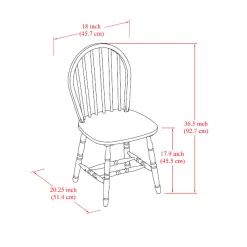 Better Homes and Gardens Autumn Lane Windsor Solid Wood Dining Chairs, White and Oak (Set of 2)