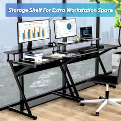 FITUEYES Computer Desk for Small Spaces, Study Writing Desk with Monitor for Corner