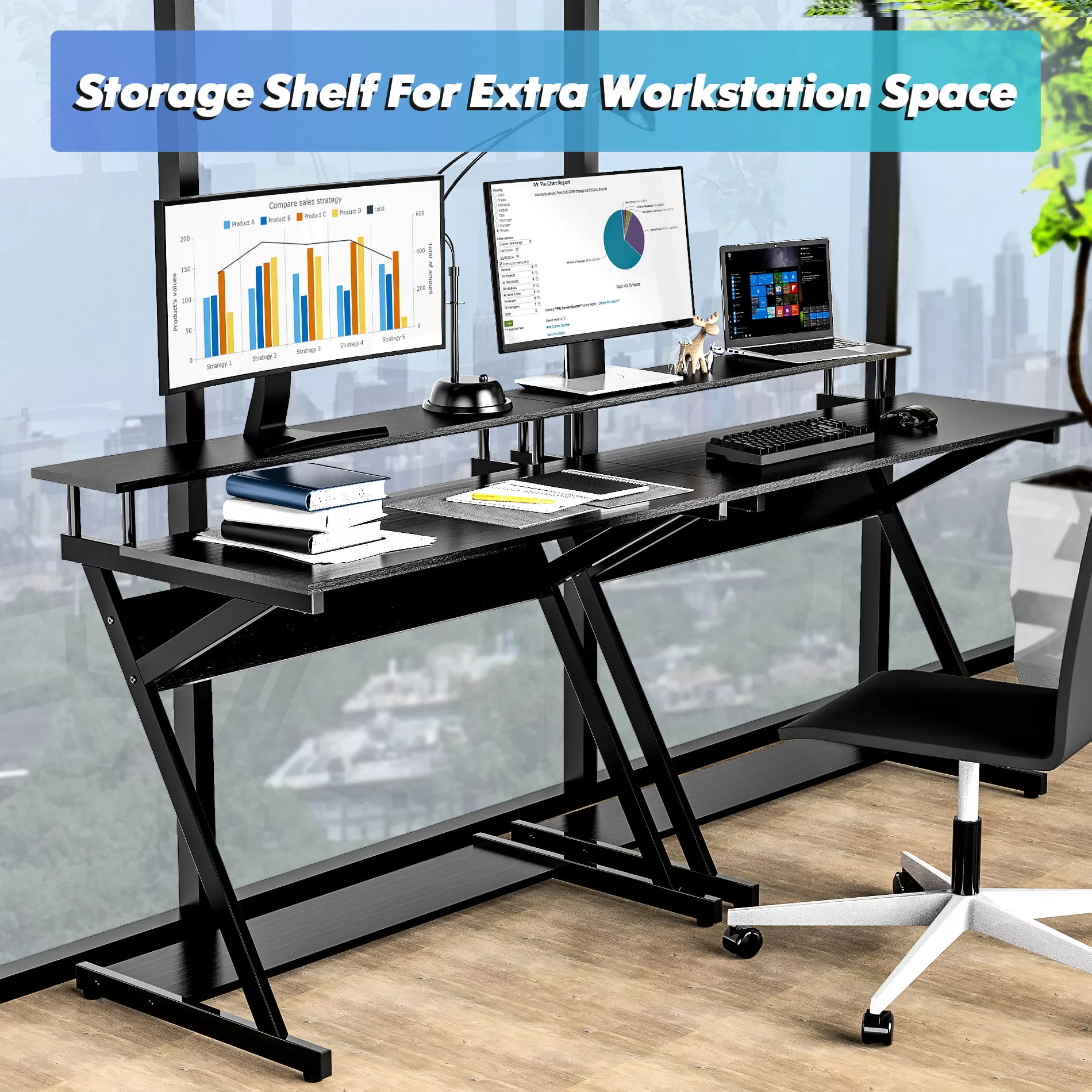 FITUEYES Computer Desk for Small Spaces, Study Writing Desk with Monitor for Corner