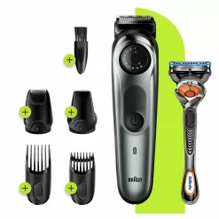 Braun Beard Trimmer BT7220, Hair Clipper for Men, 39 Length Settings, Black/Grey Metal