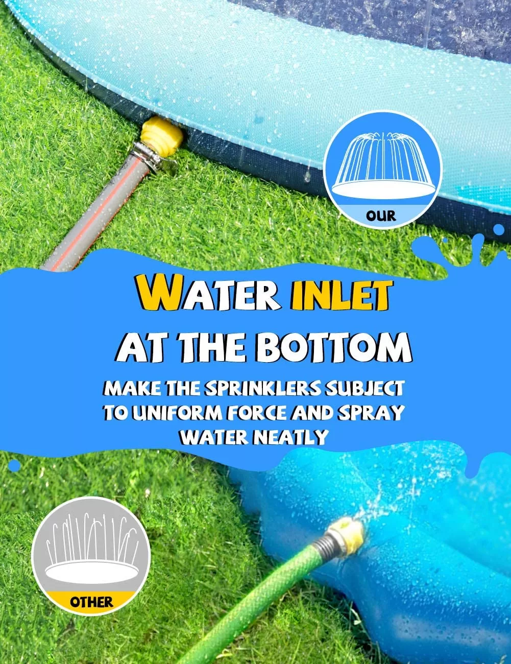 VISTOP Non-Slip Splash Pad for Kids and Dog, Thicken Sprinkler Pool Summer Outdoor Water Toys