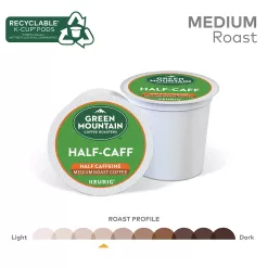 Green Mountain Coffee Roasters Half Caff, Single-Serve Keurig K-Cup Pods, Medium Roast Coffee, 72 Count