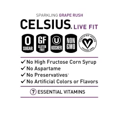 CELSIUS Essential Energy Drink , Sparkling Grape Rush , 12 Fl Oz (Pack of 24)