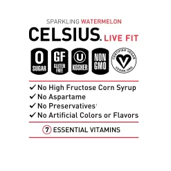 CELSIUS Essential Energy Drink 12 Fl Oz, Sparkling Watermelon (Pack of 24)