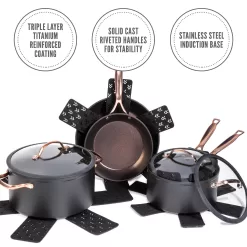 Thyme & Table Non-Stick Pots and Pans 12-Piece Cookware Set, Rose Gold