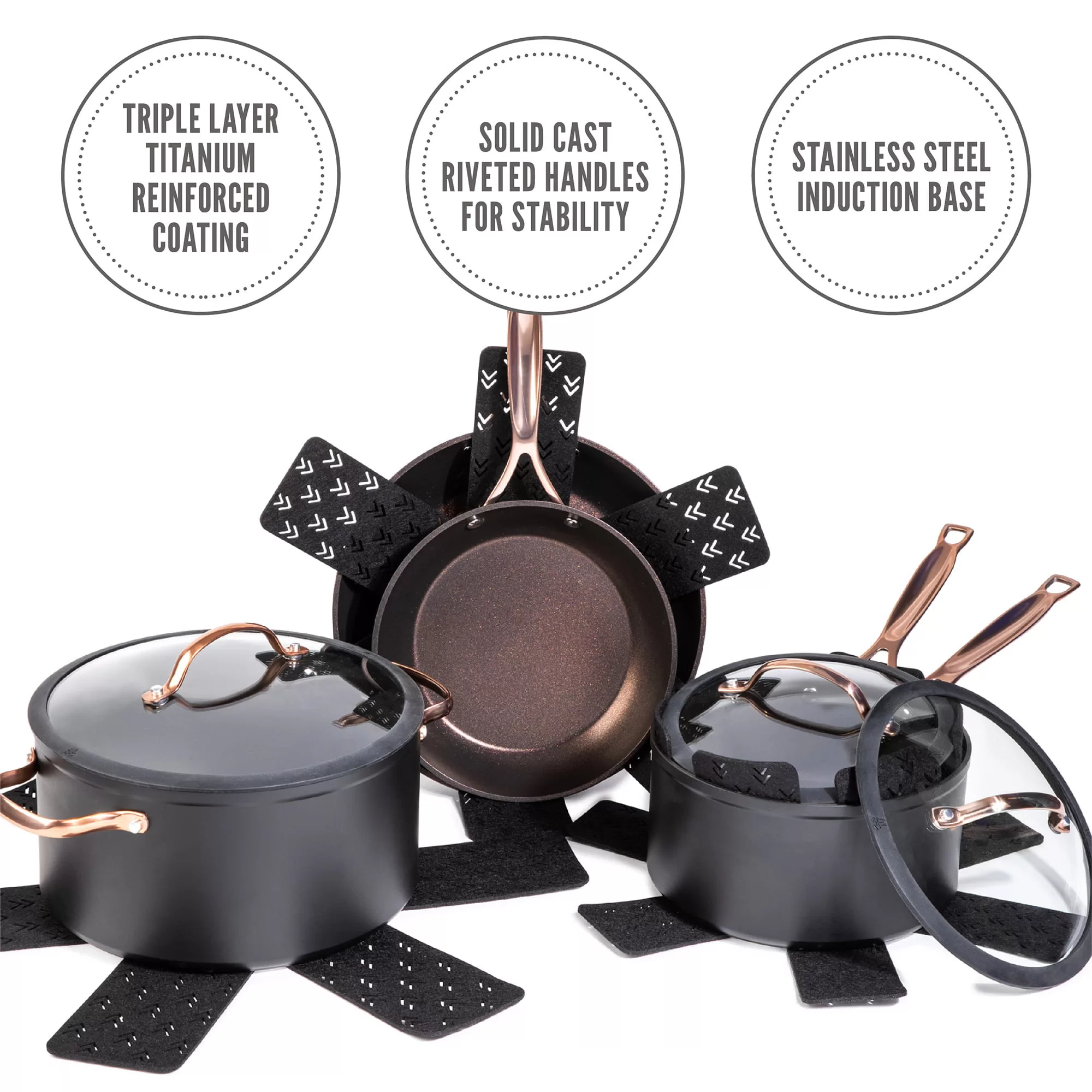 Thyme & Table Non-Stick Pots and Pans 12-Piece Cookware Set, Rose Gold