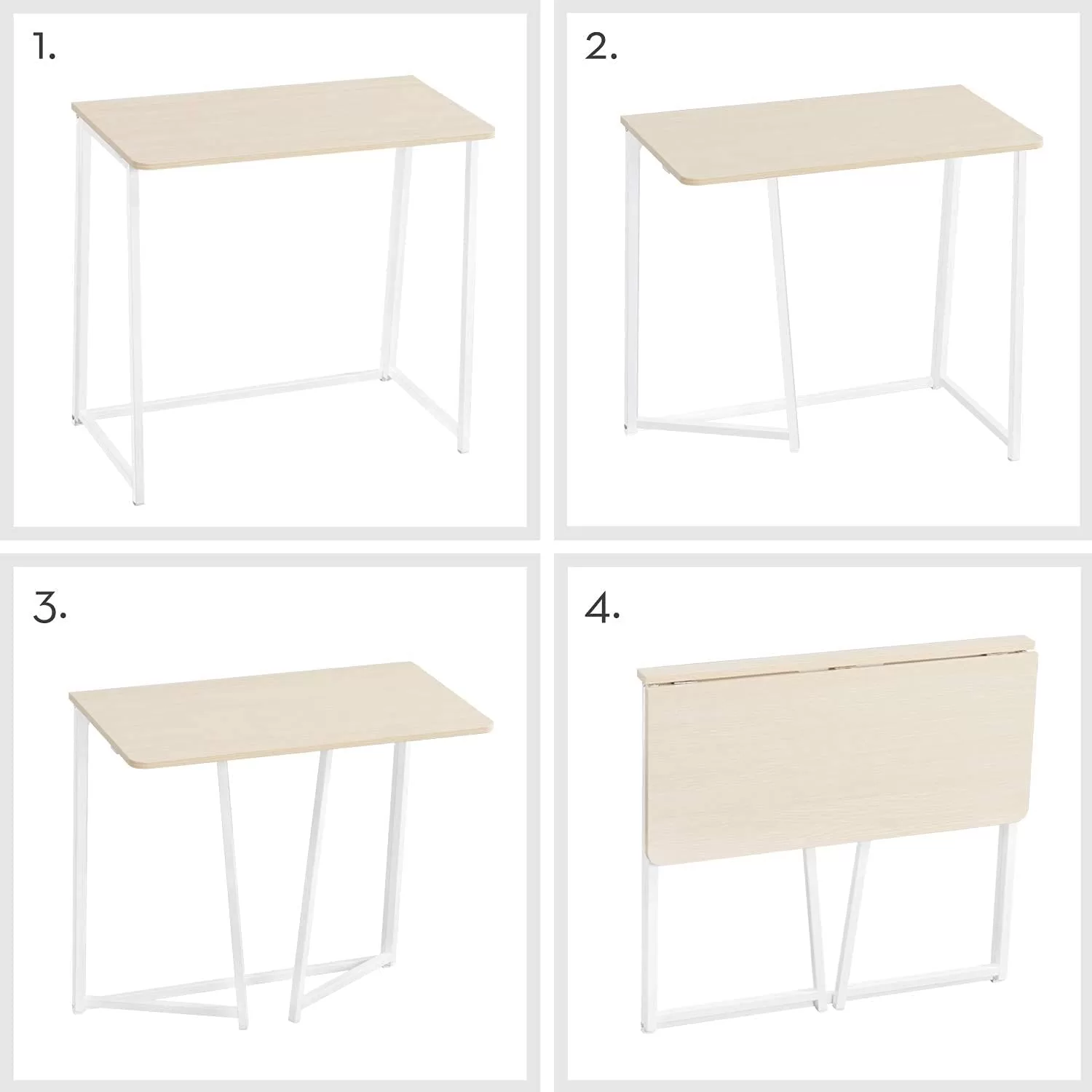 WOHOMO Folding Desk, Small Foldable Desk 31.5" for Small Spaces, Oak