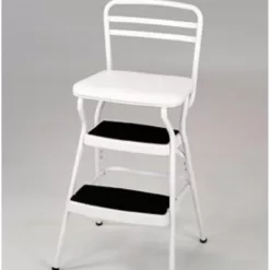 Cosco White Retro Counter Chair / Step Stool with Lift-up Seat