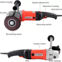 Handheld 1400W Metal Burnishing Machine,Electric Sander Polisher for Wood Stainless Steel Polishing with One Wheel