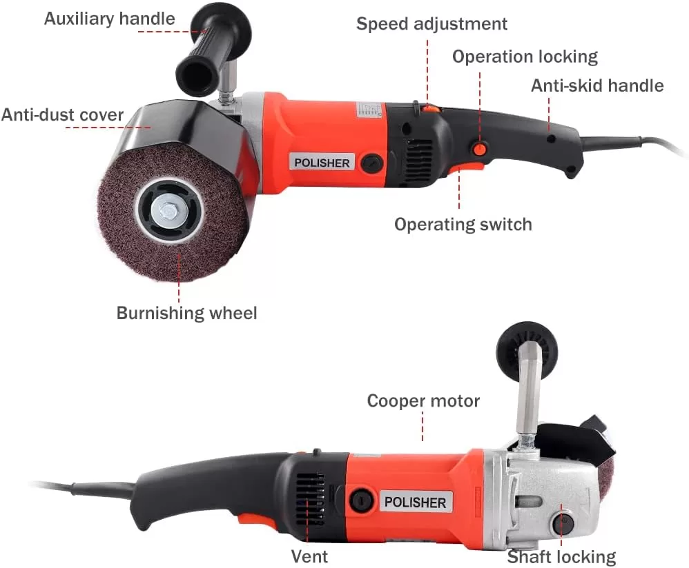 Handheld 1400W Metal Burnishing Machine,Electric Sander Polisher for Wood Stainless Steel Polishing with One Wheel