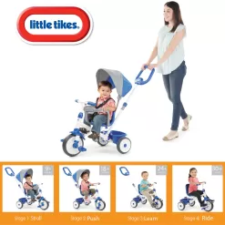 Little Tikes My First Trike 4-in-1 Trike in Blue, Convertible Tricycle for Toddlers