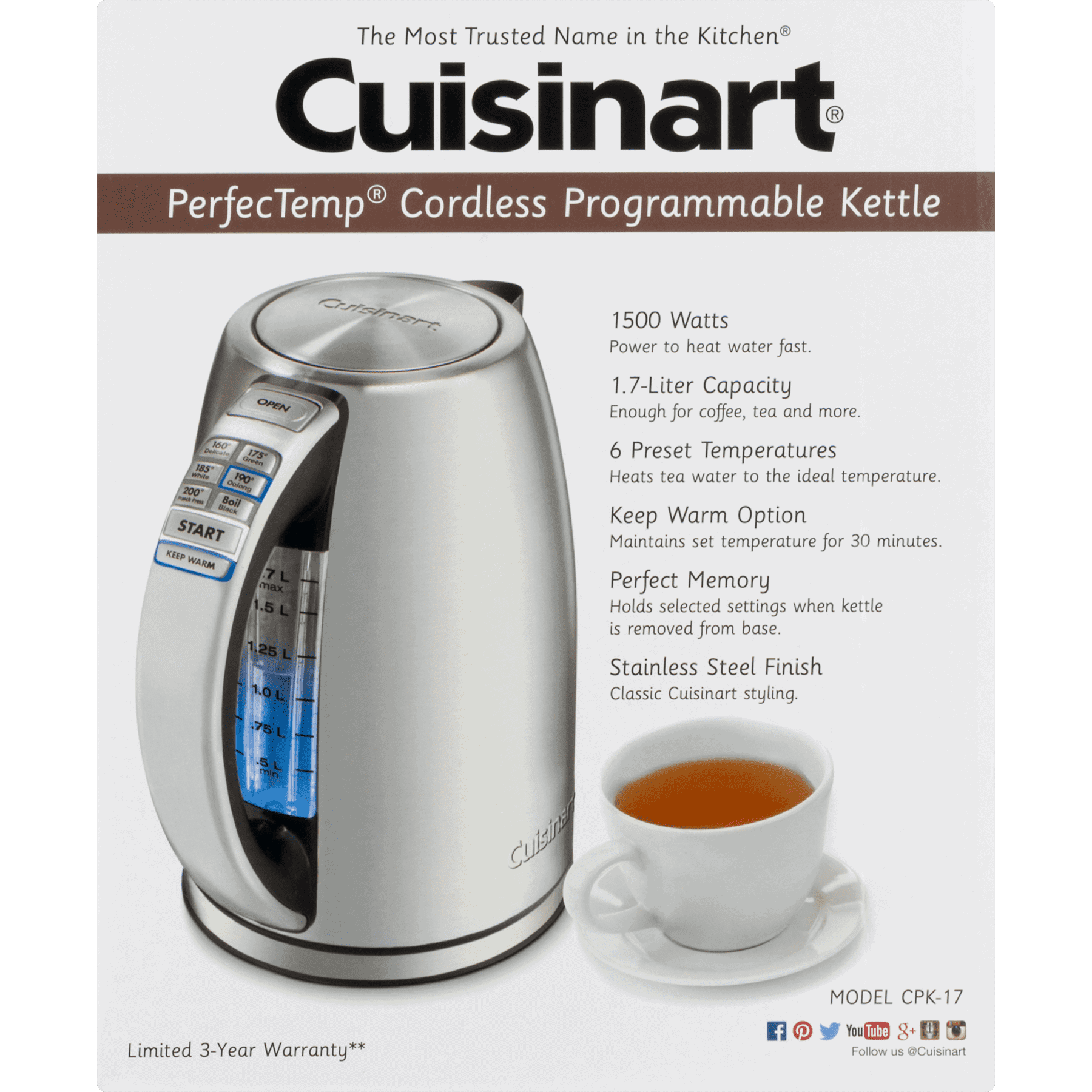 Cuisinart Tea Kettles PerfecTemp® Cordless Electric Kettle