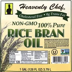 Heavenly Chef, Rice Bran Oil, Kosher, 100% Non-GMO Rice, 1 Gallon, 128 Ounces.