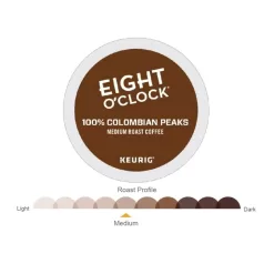 Eight O'Clock Coffee Colombian Peaks Single-Serve Keurig K-Cup Pods, Medium Roast Coffee Pods, 24 Count (Pack of 4)