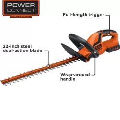 BLACK+DECKER 20V MAX Cordless Hedge Trimmer, Battery and Charger Included (LHT2220), Orange