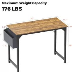 40 Inch Small Computer Desk - Home Office Writing Desk for Small Spaces, Sturdy Simple Study Table, Rustic Brown