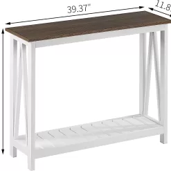 ChooChoo Farmhouse Console Table, Rustic Vintage Narrow Sofa Table for Entryway, Living Room, Hallway, 40 White