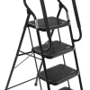 WiberWi 4 Step Ladder with Handrails 500 lb Capacity Step Stool Folding Portable Ladders for Home Kitchen Steel Frame