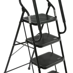 WiberWi 4 Step Ladder with Handrails 500 lb Capacity Step Stool Folding Portable Ladders for Home Kitchen Steel Frame