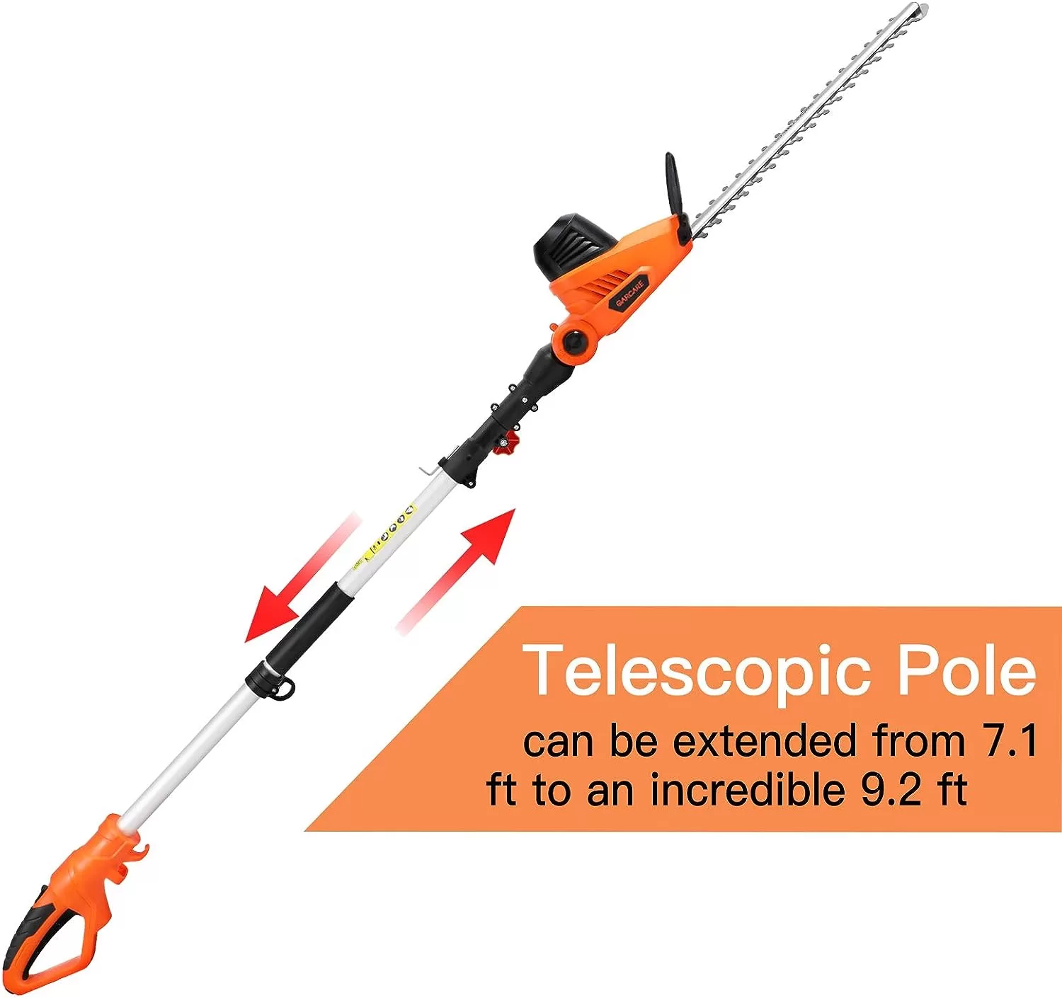 GARCARE Electric Pole Hedge Trimmer, Power Hedge Trimmer, 4.8Amp, 600W, Corded