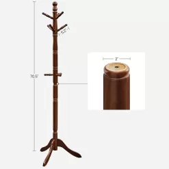 VASAGLE Solid Wood Coat Rack/Stand, Free Standing Hall Coat Tree with 10 Hooks