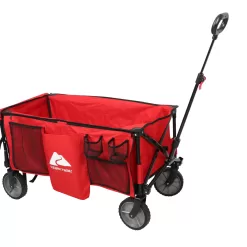 Ozark Trail Camping Utility Wagon with Tailgate & Extension Handle, Red