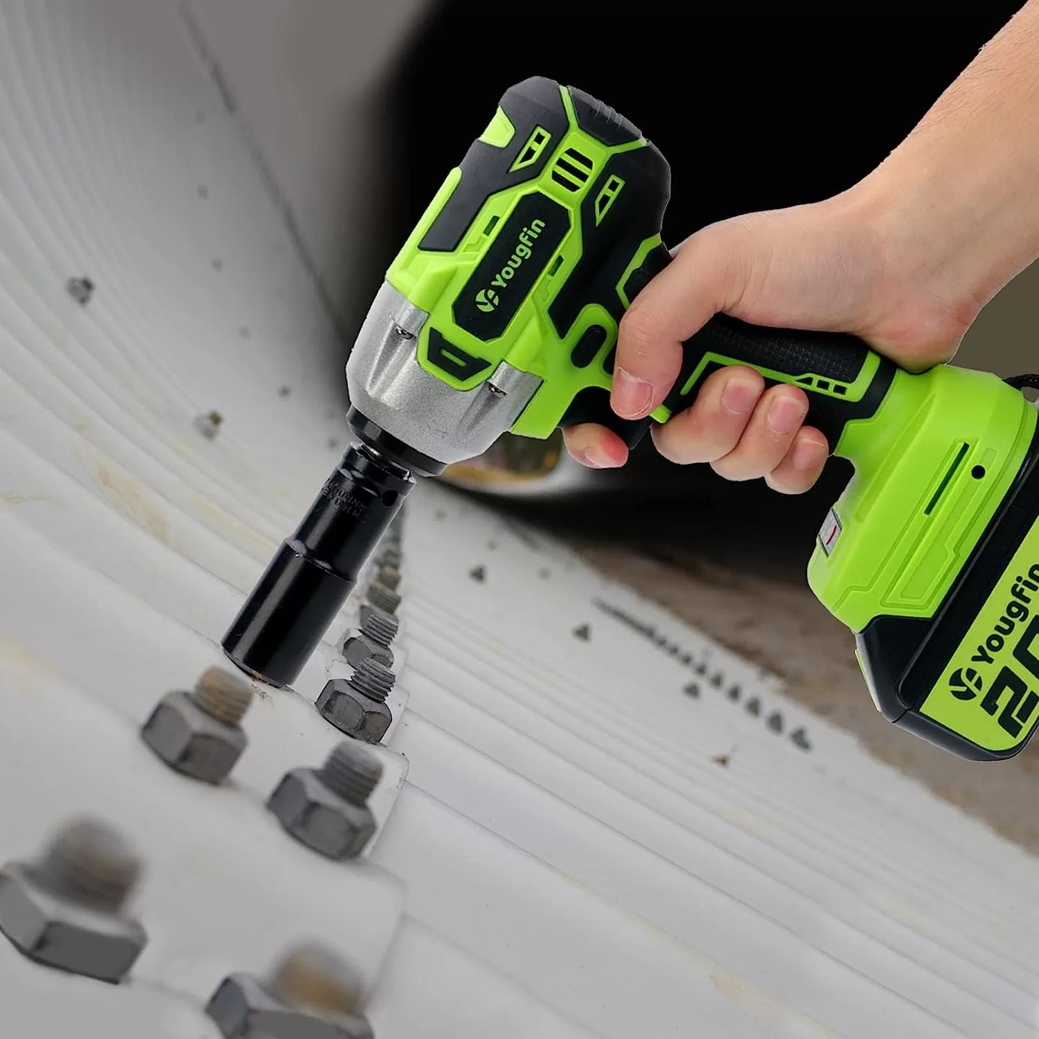 Yougfin Cordless Impact Wrench, 20V Power Brushless Impact Driver