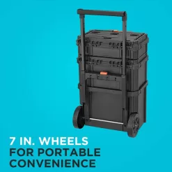 BLACK+DECKER BDST60500APB Stackable Storage System - 3 Piece Set (Small, Deep Toolbox, and Rolling Tote)