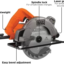 BLACK+DECKER 7-1/4-Inch Circular Saw with Laser, 13-Amp (BDECS300C)