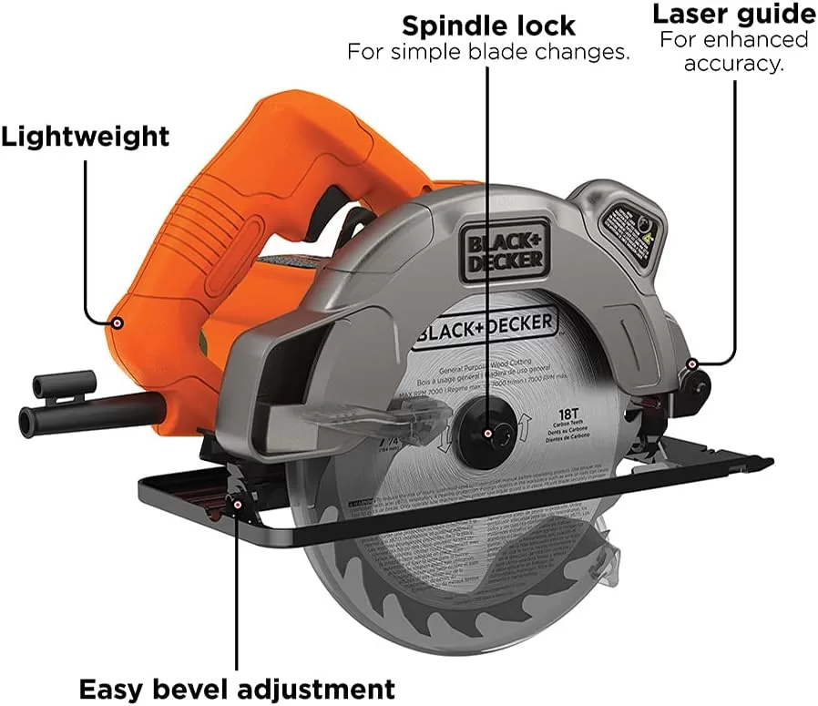 BLACK+DECKER 7-1/4-Inch Circular Saw with Laser, 13-Amp (BDECS300C)